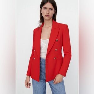 NWT ZARA TEXTURED TAILOR DOUBLE BREASTED BLAZER